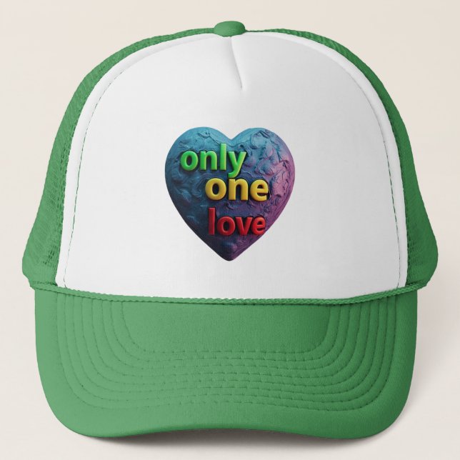 Only One Love – Reggae-Inspired Heart Art  Truckerkappe (Vorderseite)