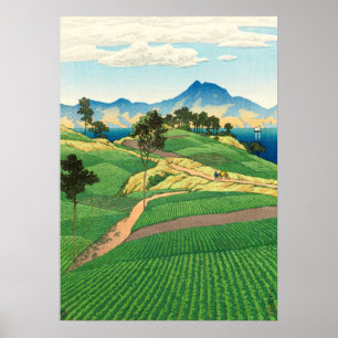 Onsen-Gebirgszug von Amakusa gesehen Kawase Hasui Poster
