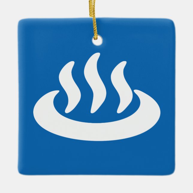 Onsen ♨ Hot Spring 温 japanisches Zeichen Keramikornament (Vorderseite)