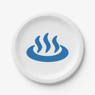 Onsen ♨ Hot Spring 温 japanisches Zeichen Pappteller