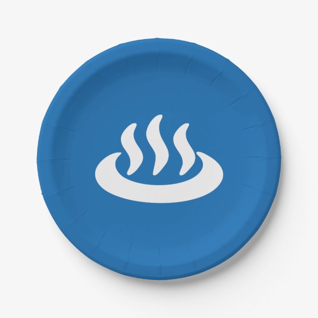 Onsen ♨ Hot Spring 温 japanisches Zeichen Pappteller (Vorderseite)