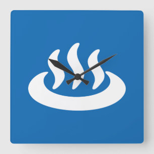 Onsen ♨ Hot Spring 温 japanisches Zeichen Quadratische Wanduhr