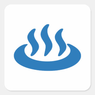 Onsen ♨ Hot Spring 温 japanisches Zeichen Quadratischer Aufkleber