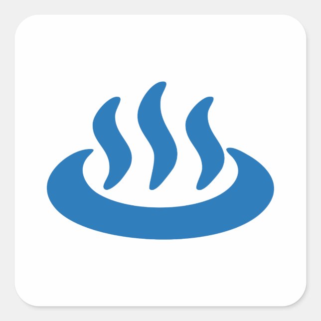Onsen ♨ Hot Spring 温 japanisches Zeichen Quadratischer Aufkleber (Vorderseite)