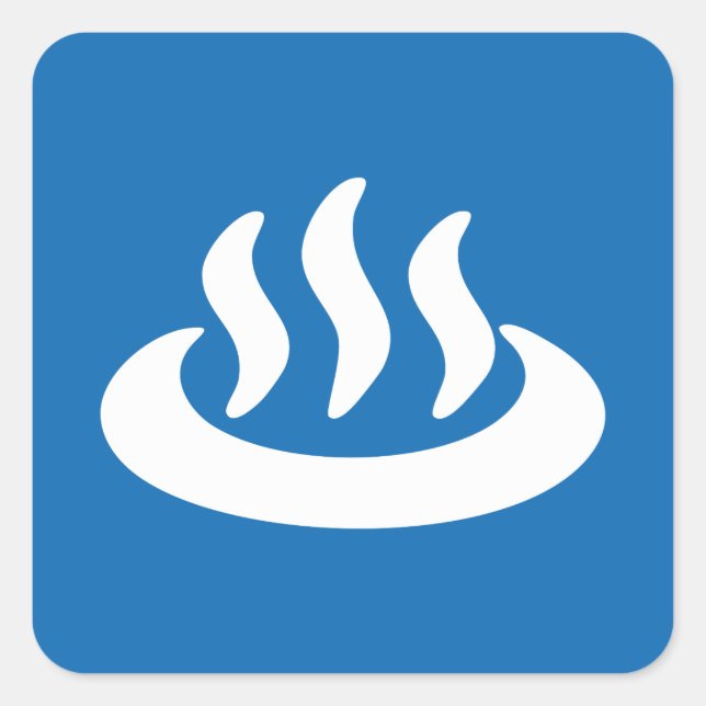 Onsen ♨ Hot Spring 温 japanisches Zeichen Quadratischer Aufkleber (Vorderseite)