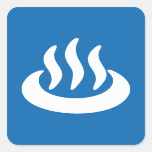 Onsen ♨ Hot Spring 温 japanisches Zeichen Quadratischer Aufkleber