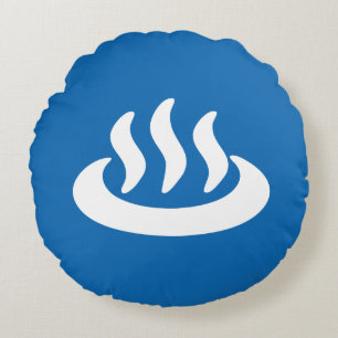 Onsen ♨ Hot Spring 温 japanisches Zeichen Rundes Kissen