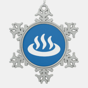 Onsen ♨ Hot Spring 温 japanisches Zeichen Schneeflocken Zinn-Ornament