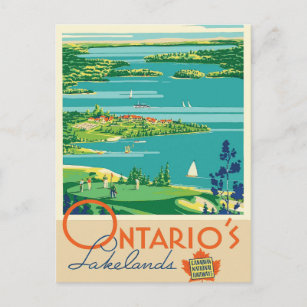 Ontario Kanada Seen Vintage Reise Postkarte