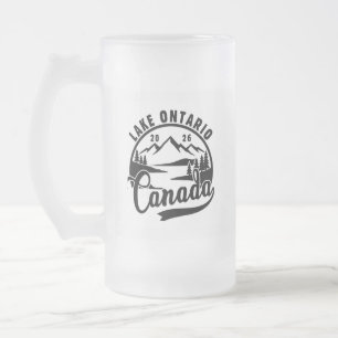 Ontario-See Schwarz-Weiß-Grafisches Motiv Mattglas Bierglas