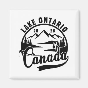 Ontario-See Schwarz-Weiß-Grafisches Quadrat Magnet
