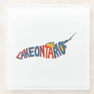 Ontario-See-Typografie-Karten-Glasuntersetzer Glasuntersetzer
