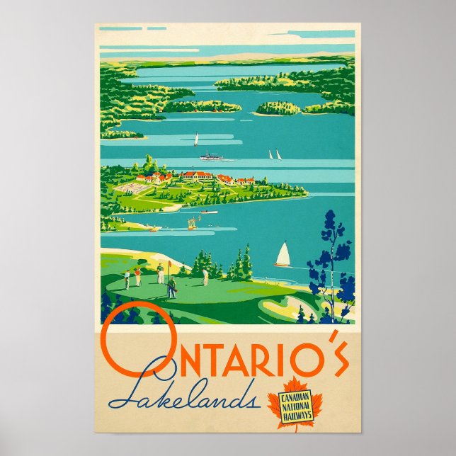 Ontario's Lakelands, Kanadische Eisenbahn - Reise Poster (Vorne)