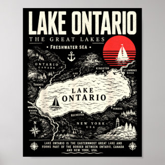 Ontariosee-Karte Vintage Ontariosee 1615 Forever Poster
