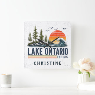 Ontariosee Vintage Great Lakes Seelenleben Quadratische Wanduhr