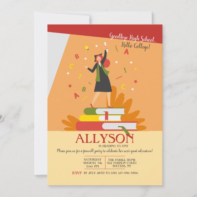 Onto Uni weg Party Einladung (Vorderseite)