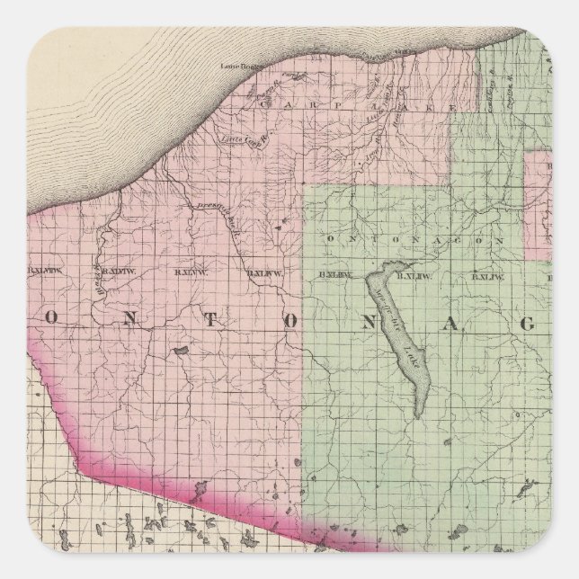 Ontonagon Landkreis Michigan Quadratischer Aufkleber (Vorderseite)