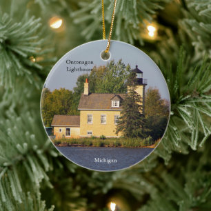 Ontonagon Lighthouse 2023 Keramik Ornament