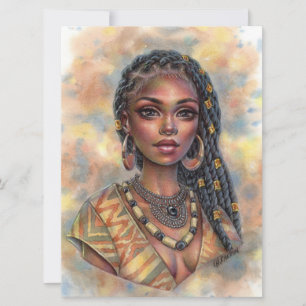Onyx Black Africa Women Juwelier Braids Art Card