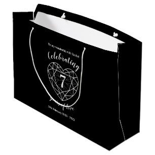 Onyx Black Anniversary 7 Jahre personalisiert Große Geschenktüte