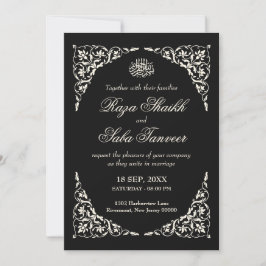 Onyx Black Islamic Wedding Einladung