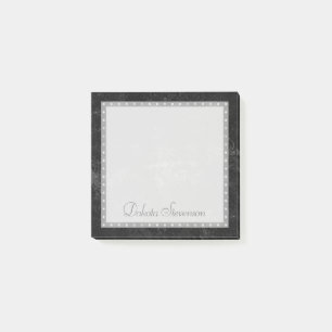 Onyx Black Velvet   Chalkboard Grunge Monogram Post-it Klebezettel