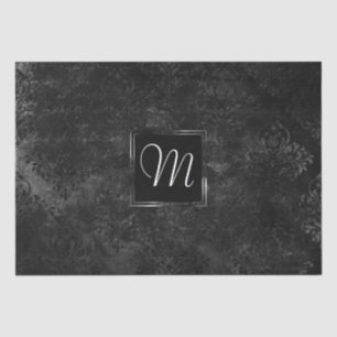 Onyx Black Velvet Chalkboard Grunge Monogram Seidenpapier