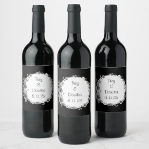 Onyx Black Velvet Chalkboard Grunge Vintag Weinetikett