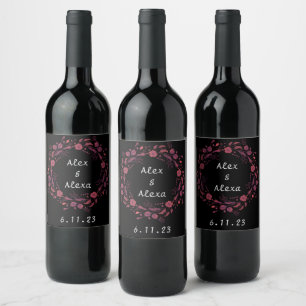 Onyx Black Velvet Chalkboard Grunge Vintag Weinetikett