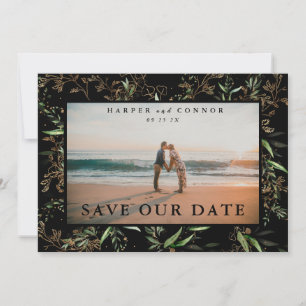Onyx Elegant Boho Golden Sage Eukalyptus Foto Save The Date