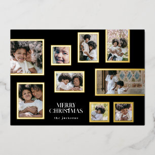Onyx Foto Collage Frames Moderne frohe Weihnachten Folien Feiertagskarte