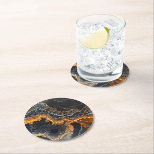 Onyx Gemstone Naturmuster Runder Pappuntersetzer