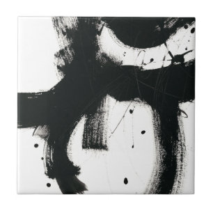 Onyx Gesture - Schwarze Paint Strokes Fliese
