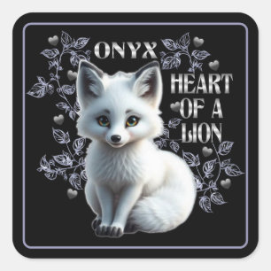 Onyx - Herz eines schwarzen Löwen Quadratischer Aufkleber