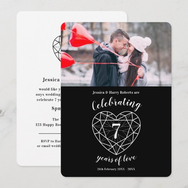 Onyx Jubiläum 7 Jahre Foto Party Einladungen (Vorne/Hinten)