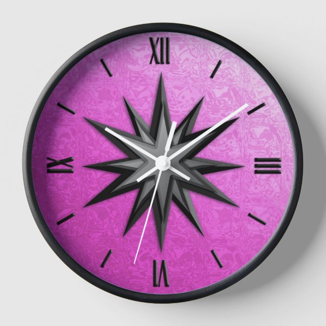 Onyx Kompass-Rose - Orchideenglasuntergrund Uhr (Vorderseite)