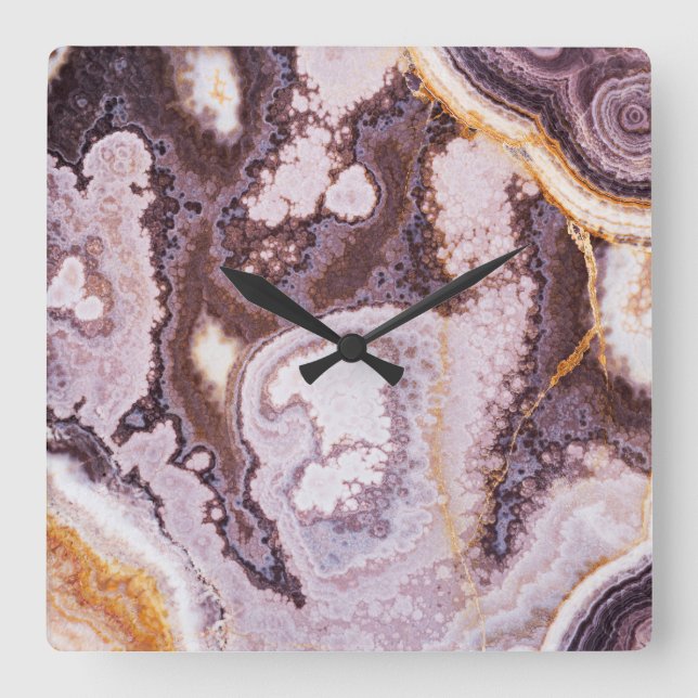 Onyx Stone Muster Acrylmauer-Uhr Quadratische Wanduhr (Vorderseite)