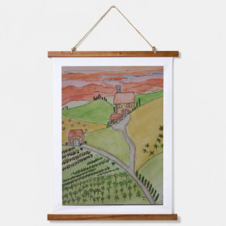 OOAK TUSCANY watercolor reproduced on canvas  Wandteppich Mit Holzrahmen