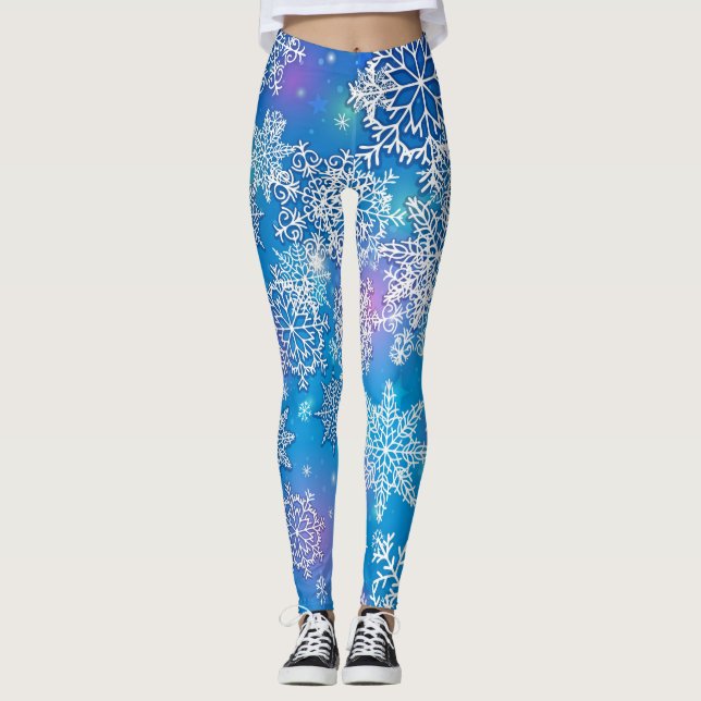 Oodles von Schneeflocken im Hintergrund Leggings (Vorderseite)