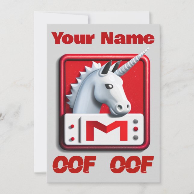 Oof Roblox Funny Meme Red White Unicorn Einladung (Vorderseite)