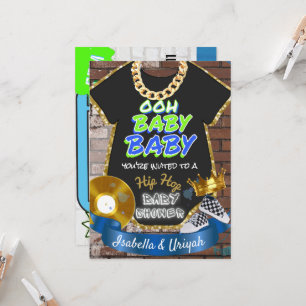 Ooh Baby Baby   Hip Hop Blau und Grün Retro Einladung