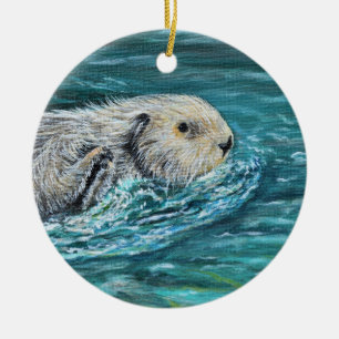 Ooh Goody Lunchtime Sea Otter Malerei Keramik Ornament