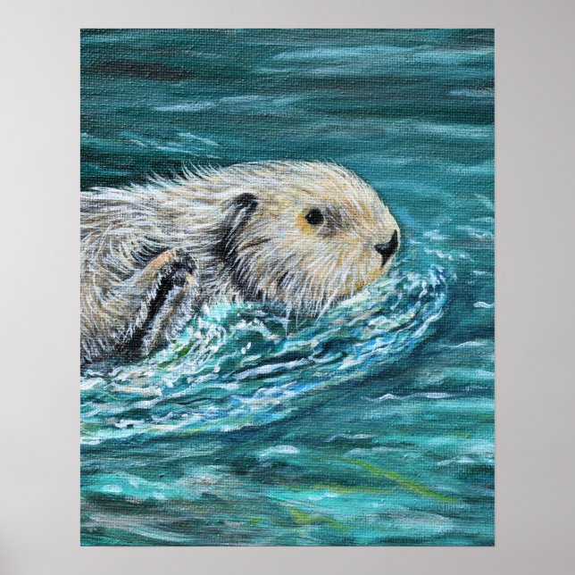 Ooh Goody Lunchtime Sea Otter Malerei Poster (Vorne)