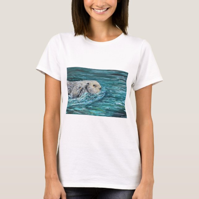 Ooh Goody Lunchtime Sea Otter Malerei T-Shirt (Vorderseite)
