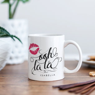 Ooh La Black & Pink Lip Drucktypografie Tasse