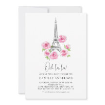 Ooh la Eiffel Tower Pink Floral Baby Sprinkle