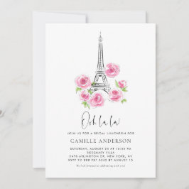 Ooh la Eiffel Tower Pink Floral Bridal Luncheon Einladung