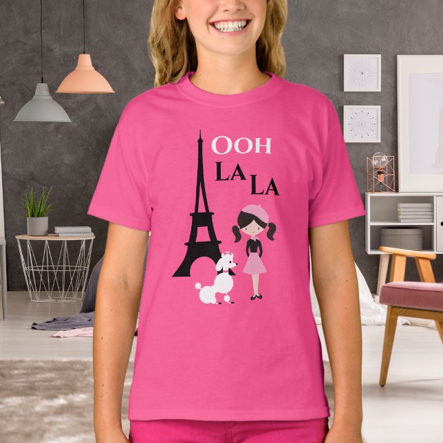 Ooh La Eiffel Tower, Poodle und Girl T-Shirt (Von Creator hochgeladen)