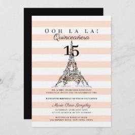 Ooh La Floral Eiffel Tower Paris Quinceañera Einladung
