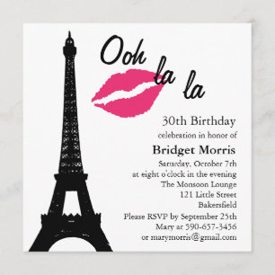 Ooh la la la la! Einladung zum Geburtstag (weiß)